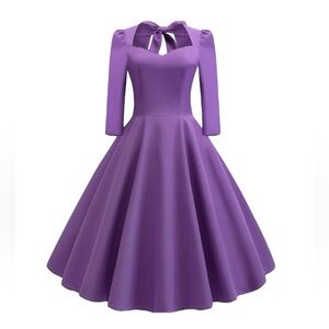 Rockabilly Retro Vintage 50s style Swing Dress in Purple - Size XL